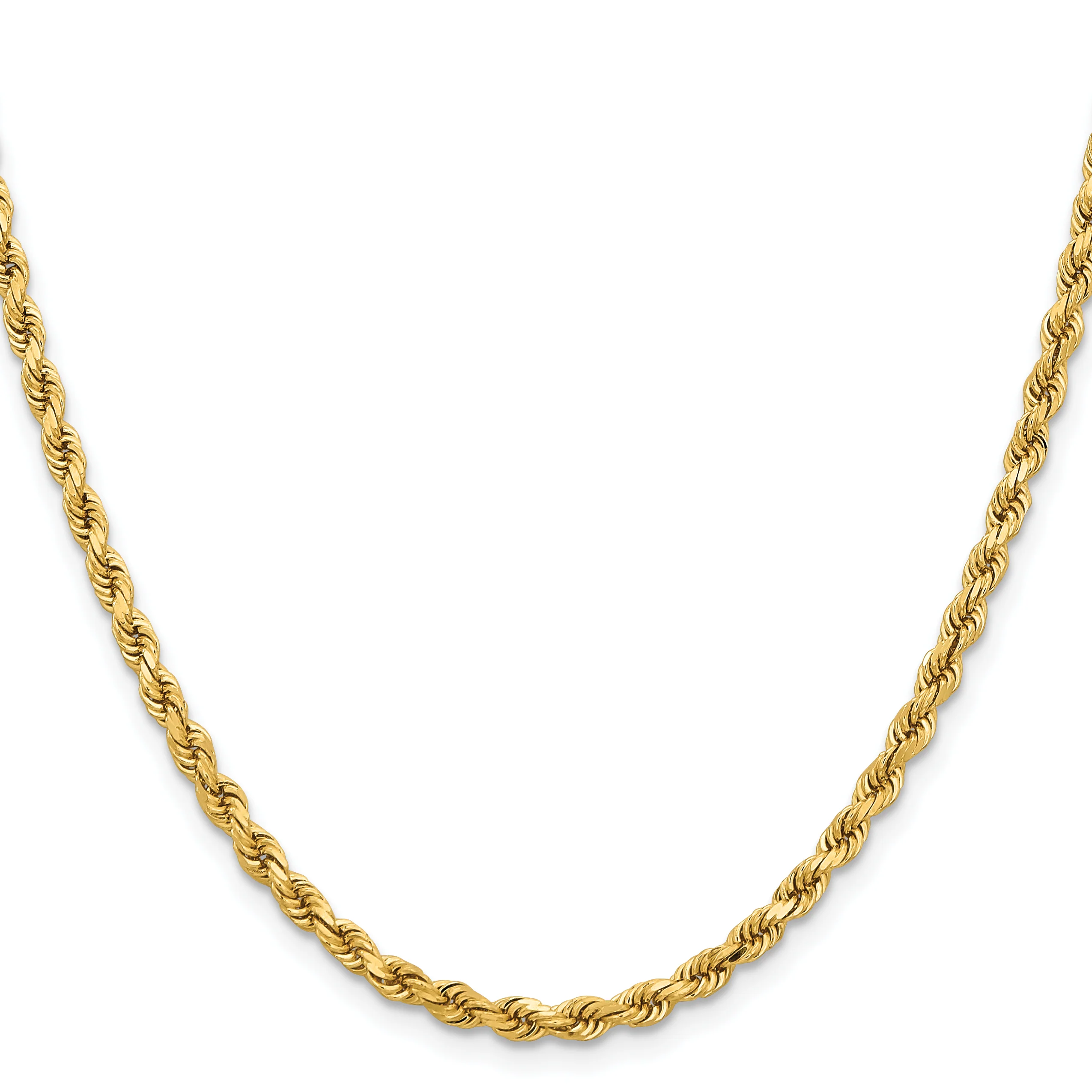 Cadena de Cuerda Diamantada en Oro Amarillo de 14K, 30 Pulgadas, 3.75 mm con Cierre Tipo Langosta