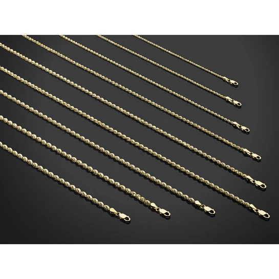 Cadena de Cuerda Diamantada en Oro Amarillo de 14K, 30 Pulgadas, 3.75 mm con Cierre Tipo Langosta - Image 6