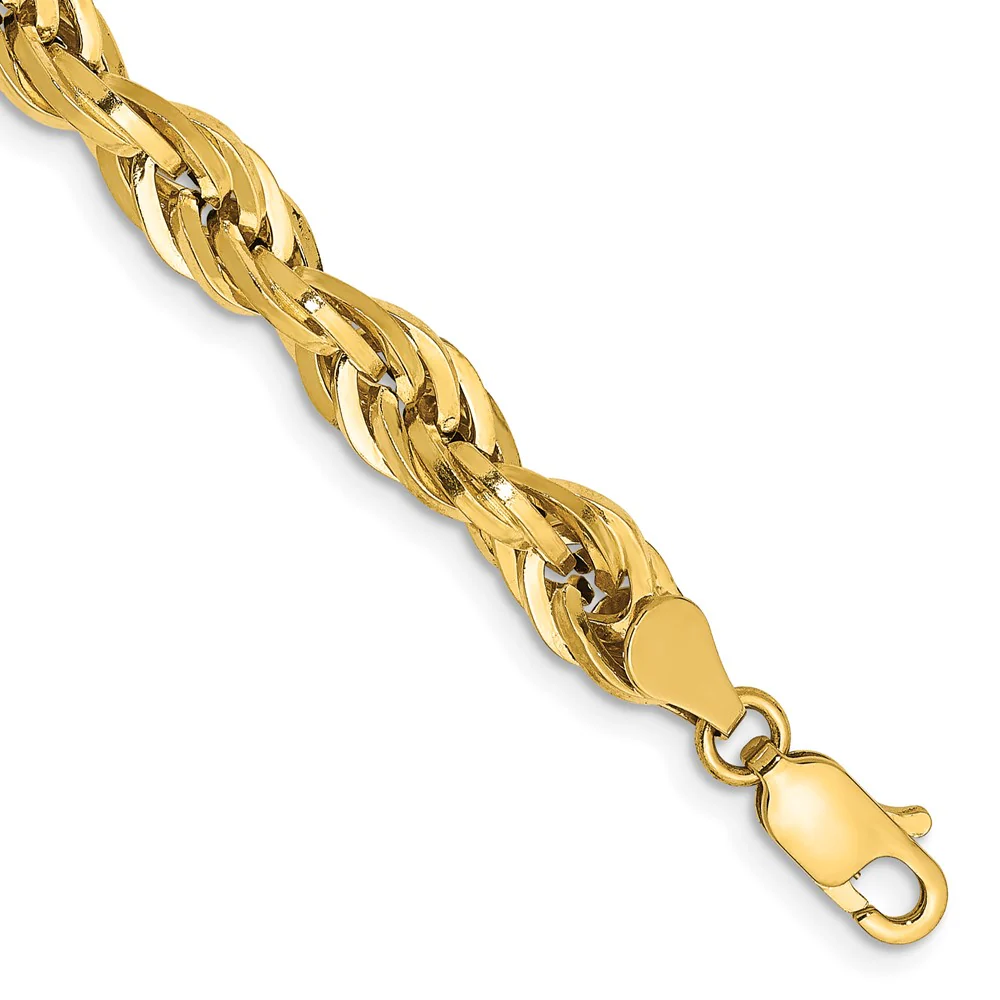 Pulsera de Cuerda Semi-Sólida en Oro Amarillo de 14K, 7 Pulgadas, 5.4 mm con Cierre Tipo Langosta - Image 2