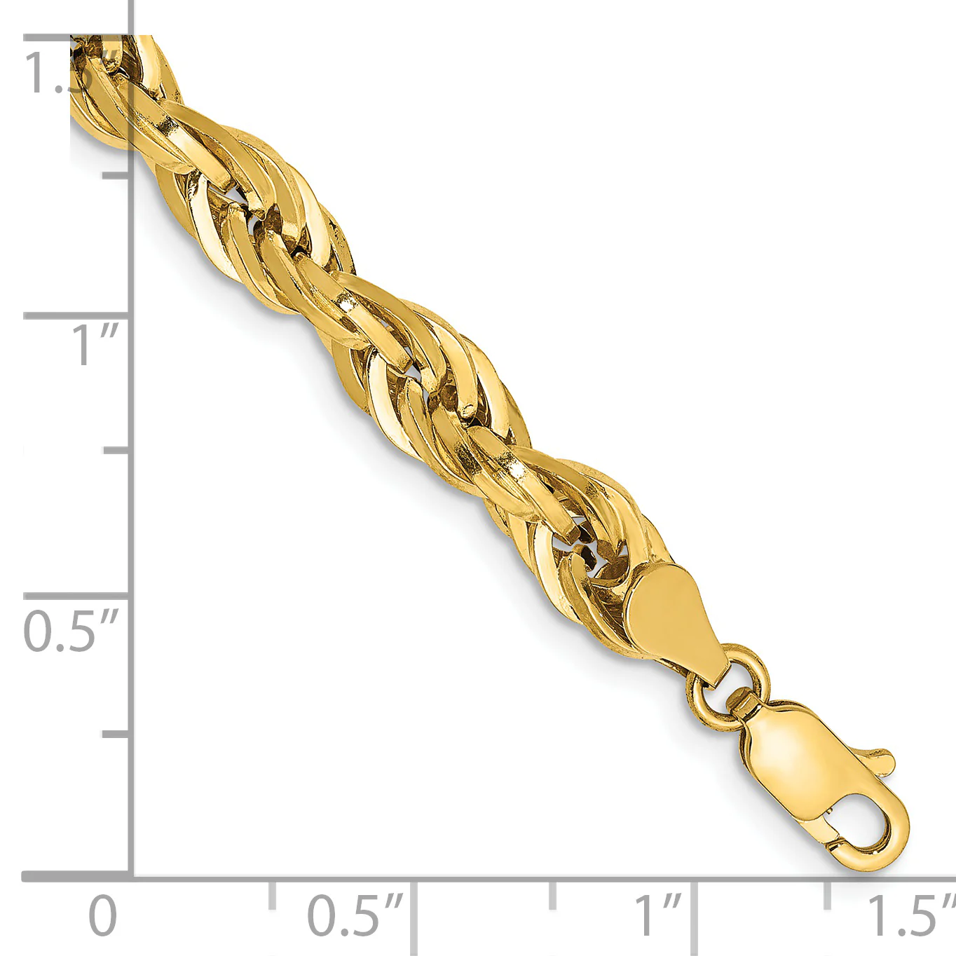 Pulsera de Cuerda Semi-Sólida en Oro Amarillo de 14K, 7 Pulgadas, 5.4 mm con Cierre Tipo Langosta - Image 3