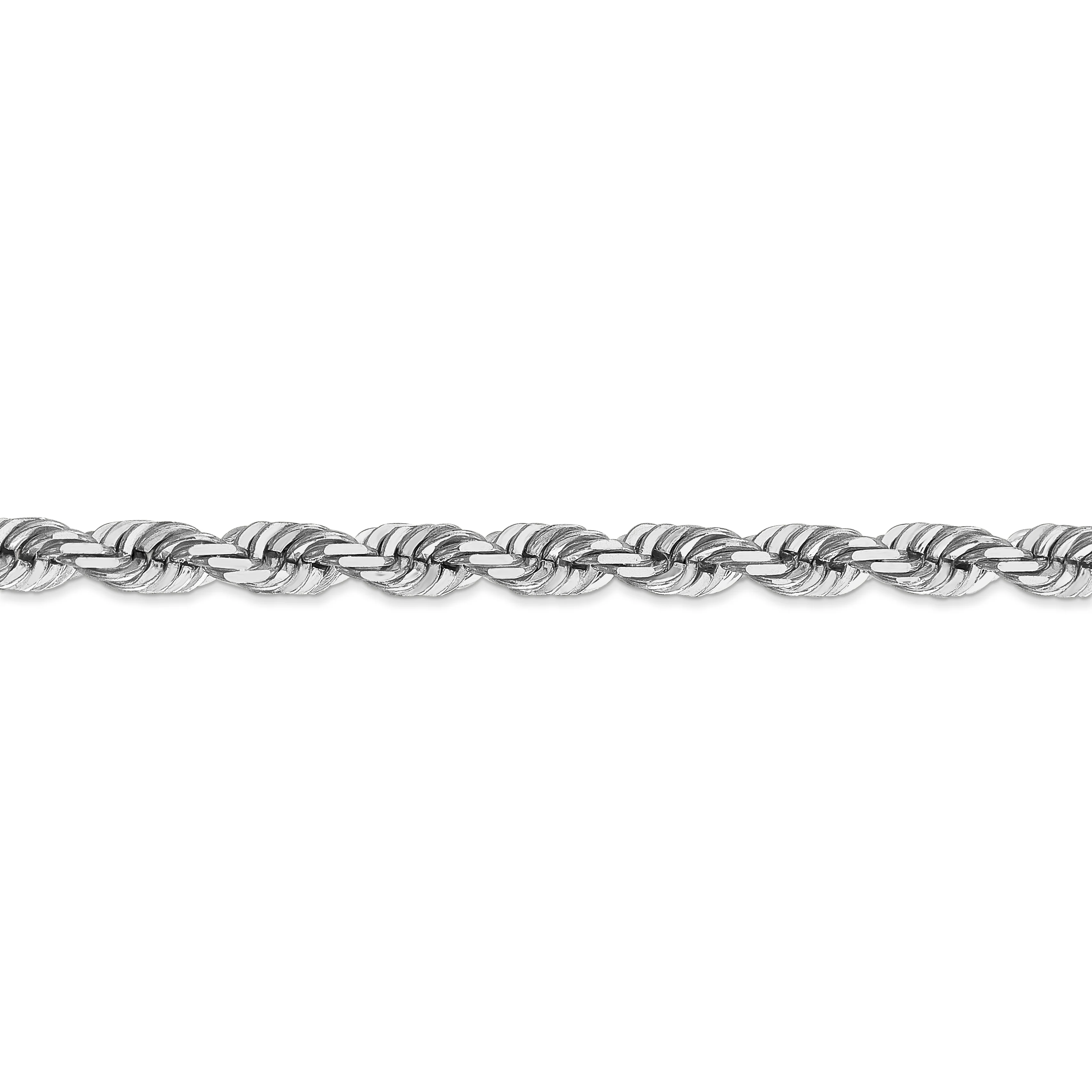 Cadena de Cuerda con Corte Diamantado en Oro Blanco de 14K, 30 Pulgadas, 5.5 mm con Cierre Tipo Langosta - Image 3