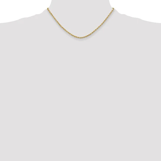 Cadena de Cuerda Semi-Sólida con Corte Diamantado en Oro Amarillo de 14K, 16 Pulgadas, 3 mm con Cierre Tipo Langosta - Image 4
