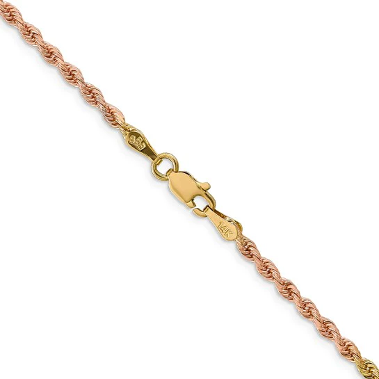 Cadena de Cuerda Tricolor con Corte Diamantado en Oro de 14K, 16 Pulgadas, 2.5 mm - Image 4