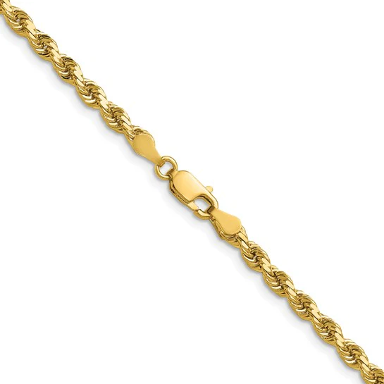 Cadena de Cuerda con Corte Diamantado en Oro Amarillo de 14K, 30 Pulgadas, 3.5 mm - Image 4