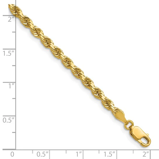 Cadena de Cuerda con Corte Diamantado en Oro Amarillo de 14K, 30 Pulgadas, 3.5 mm - Image 5