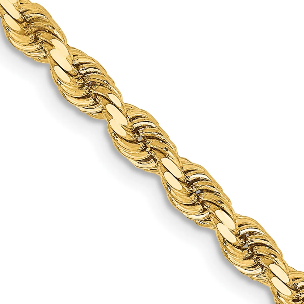 Cadena de Cuerda con Corte Diamantado en Oro Amarillo de 14K, 18 Pulgadas, 3.25 mm - Image 2