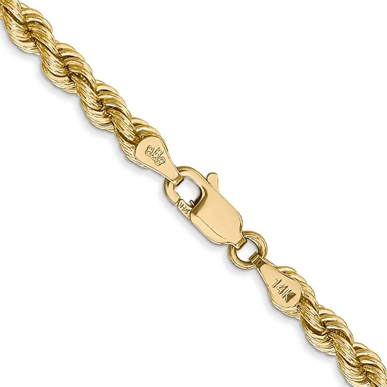 Cadena de Cuerda Regular de Oro Amarillo de 14K, 26 Pulgadas, 4 mm con Broche de Langosta - Image 4