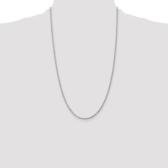 Cadena de Cuerda de Oro Blanco de 10K, 26 Pulgadas, 2 mm con Broche de Langosta y Acabado Diamond-Cut - Image 5
