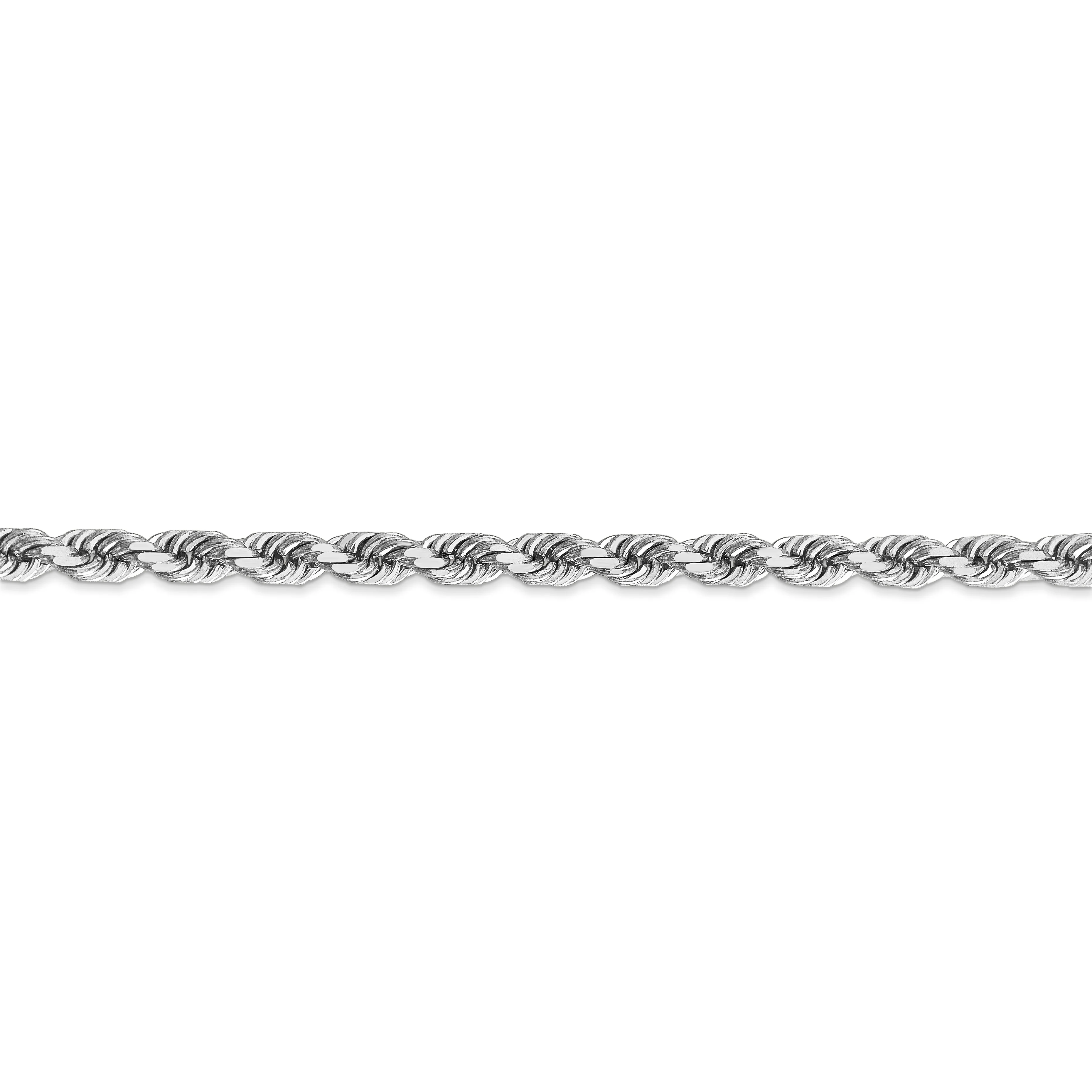 Cadena de Cuerda de Oro Blanco de 14K, 24 Pulgadas, 4.5 mm con Broche de Langosta y Acabado Diamond-Cut - Image 3