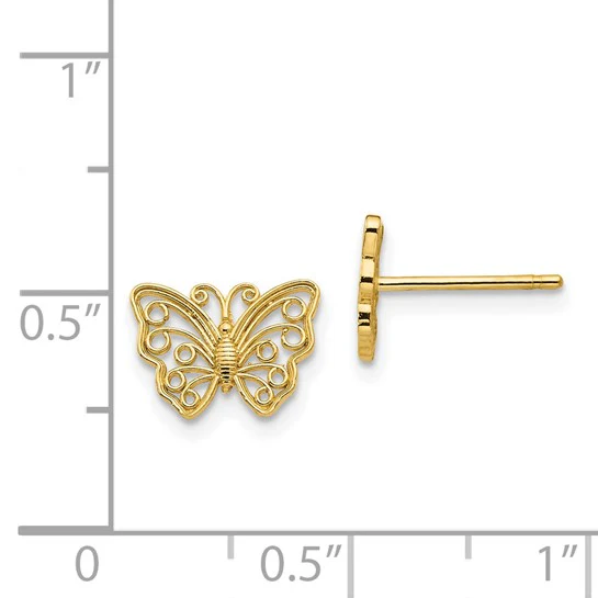 Pendientes de Botón con Mariposa en Oro de 14k - Image 4