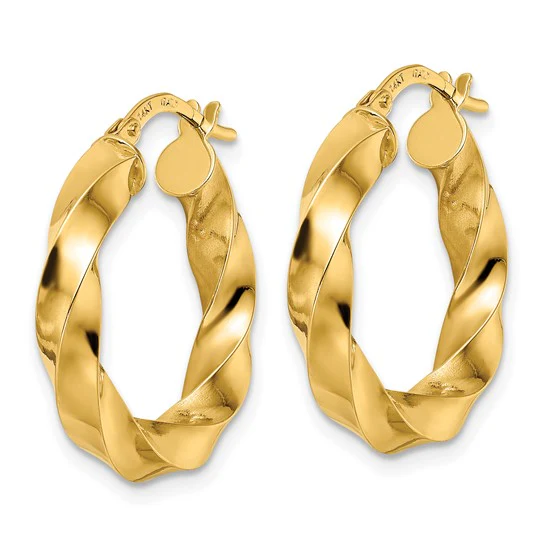 Pendientes de Aro Retorcidos Pulidos de 14K - Image 3