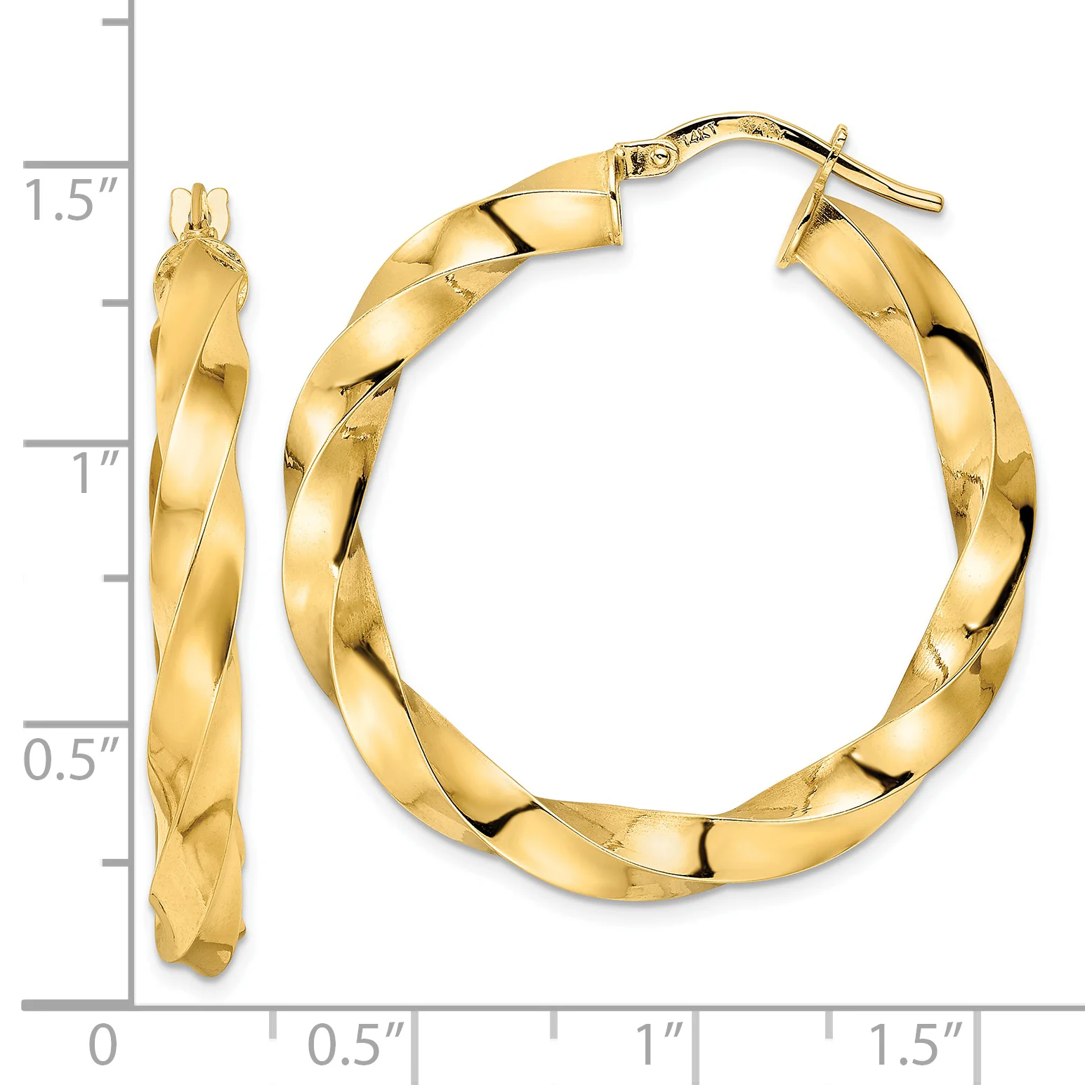 Pendientes de Aro Retorcidos Pulidos de 14K - Image 2