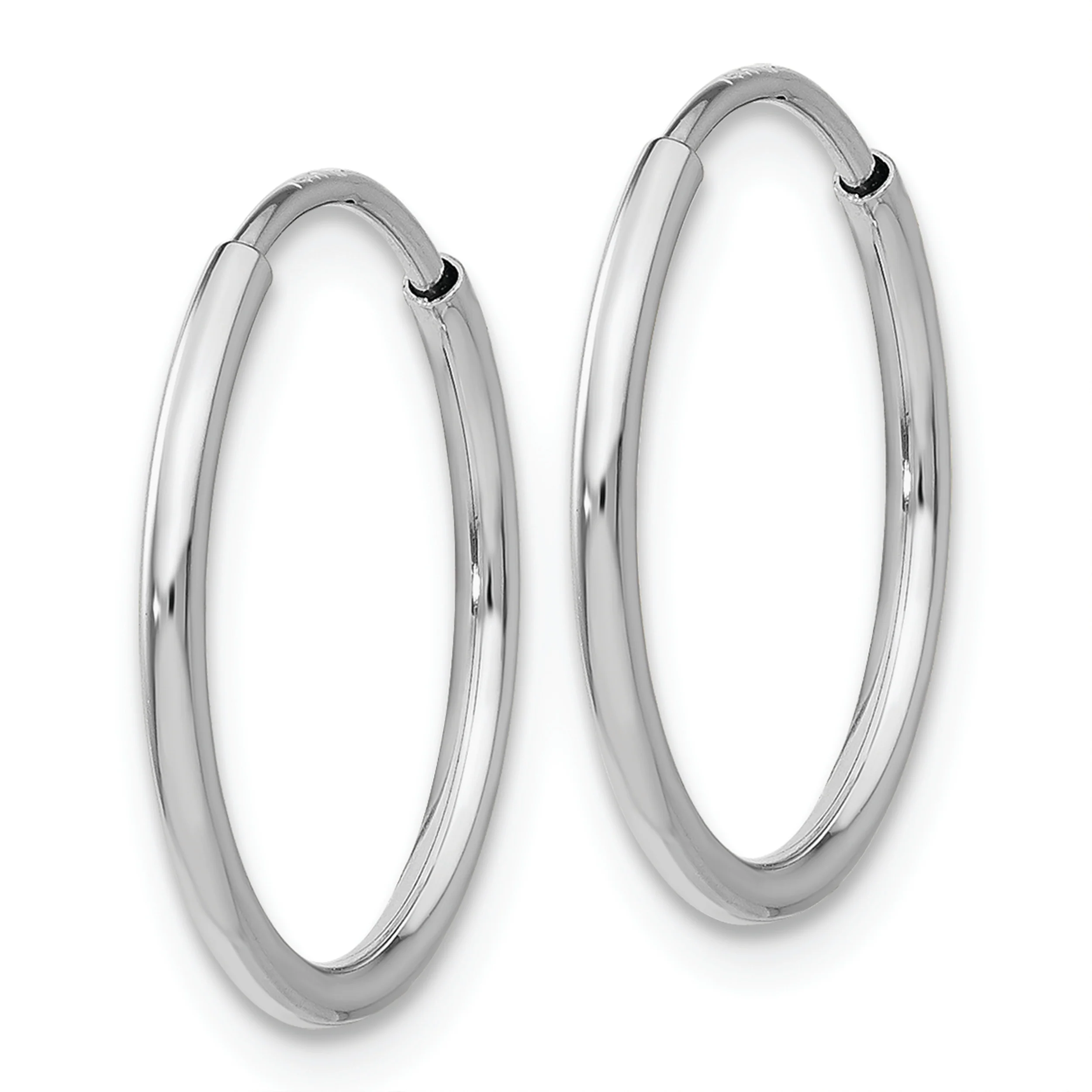Pendientes de Aro Tubo Infinito Pulido en Oro Blanco de 14k - Image 2