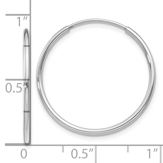 Pendientes de Aro Tubo Infinito Pulido en Oro Blanco de 14k - Image 3