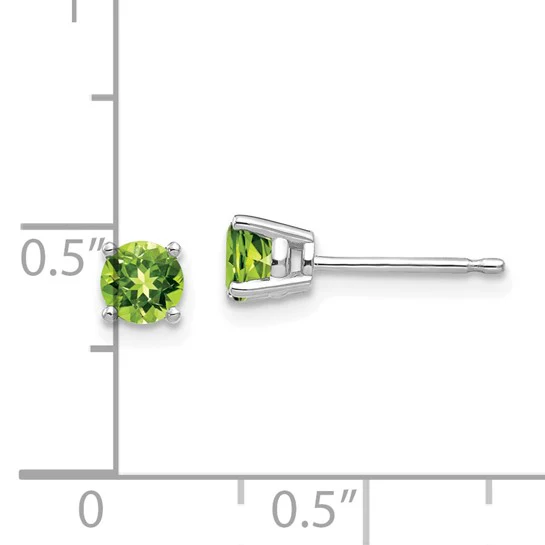 Aretes de Peridoto de 4 mm en Oro Blanco de 14k - Image 3