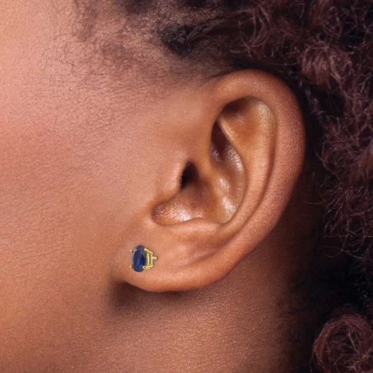 Pendientes de Oro Amarillo de 14k con Zafiros - Septiembre - Image 4