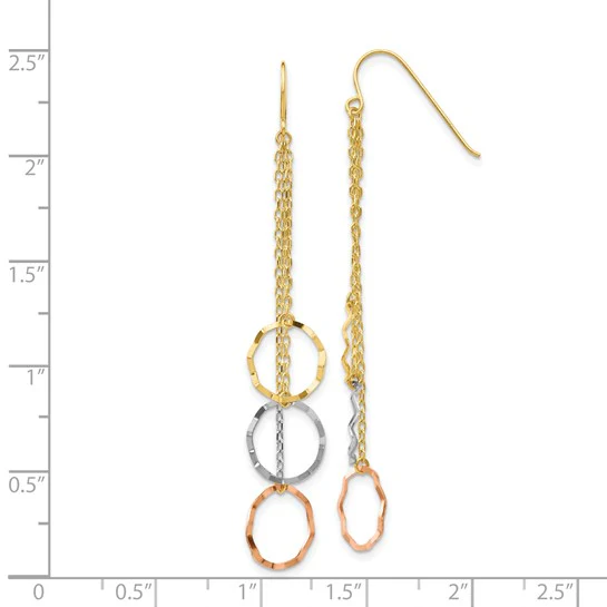 Aretes de Círculo Facetado en Oro de 14K Tricolor - Image 3