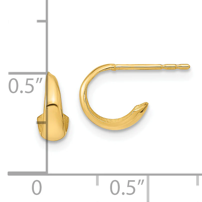 Aretes de Aro J-Hoop Pulidos de Oro Amarillo de 14K - Image 3