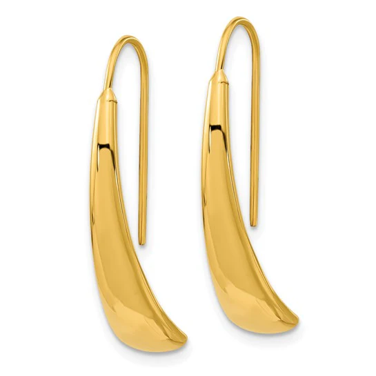 Pendientes de Hilo Huecos Pulidos de 14K - Image 3