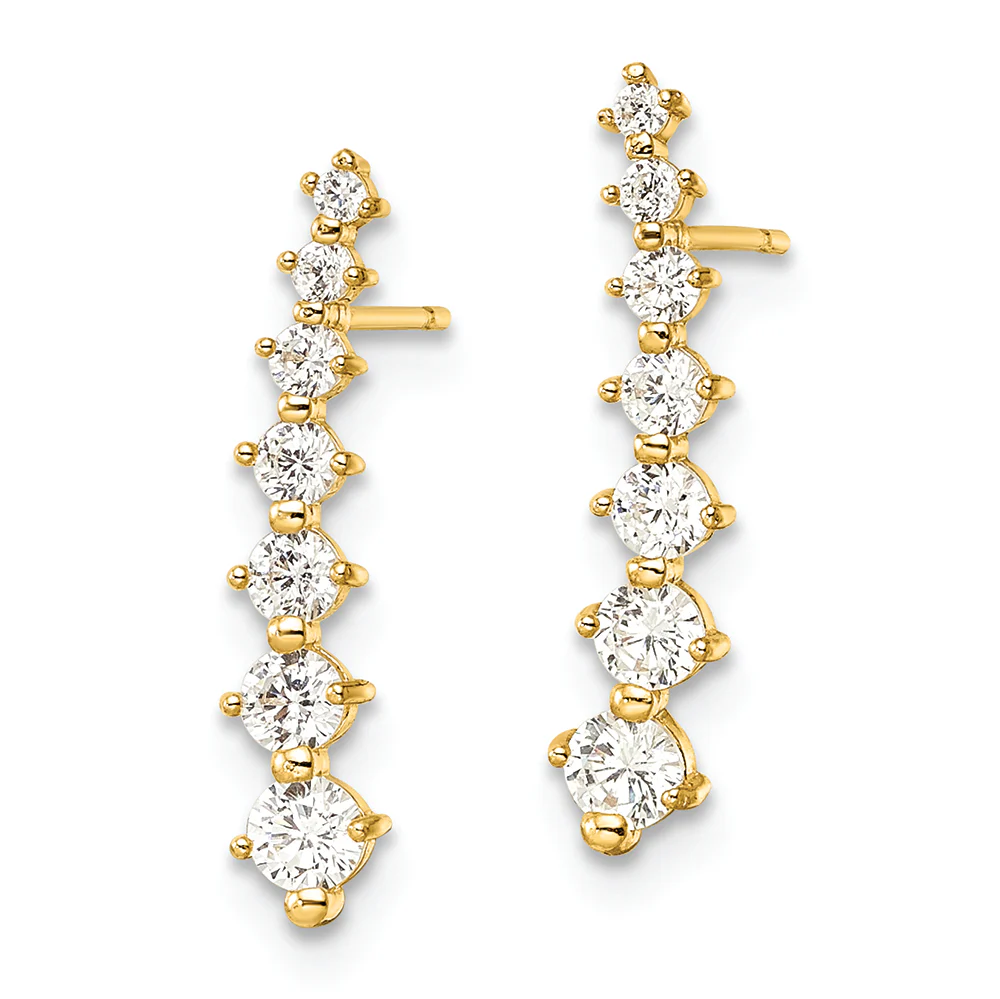 Aretes Colgantes de Oro Amarillo de 14K con Circonia Cúbica (CZ) - Image 2