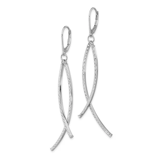 Aretes Colgantes Elegantes con Corte Diamante Pulidos de Oro Blanco de 14K - Image 3