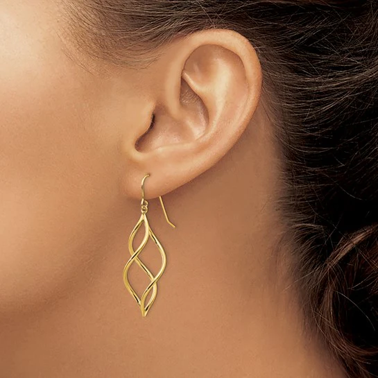 Aretes Colgantes Torcidos en Oro Amarillo de 14K - Image 4