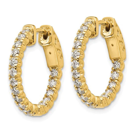 Aretes Aros In & Out con Diamantes Cultivados en Laboratorio de 1 Quilate y Cierre de Seguridad en Oro de 14k - Image 3