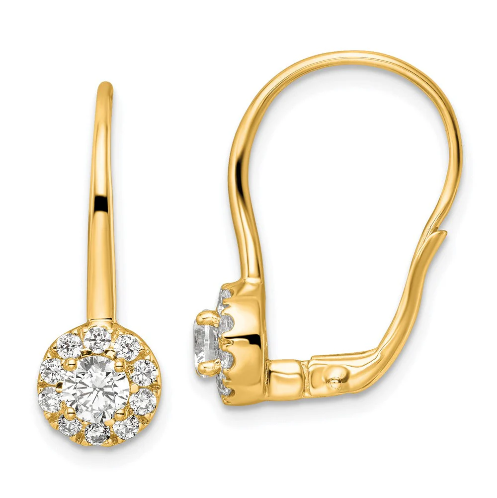 Aretes Colgantes con Cierre de Palanca en Oro de 14k y Diamantes de Laboratorio - Image 7