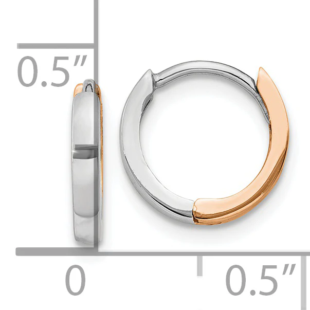 Pendientes de Aro con Bisagra en Oro de 14k Bicolor Rosa y Blanco de 1.75mm - Image 2