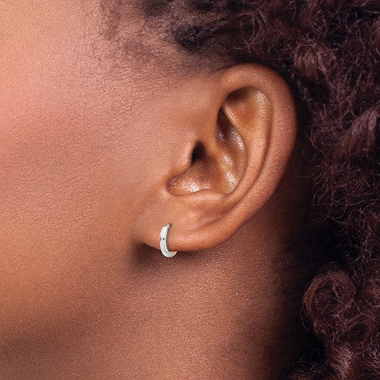 Pendientes de Aro con Bisagra en Oro de 14k Bicolor Rosa y Blanco de 1.75mm - Image 4