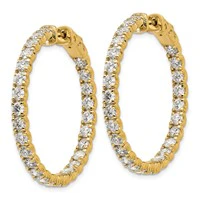 Aretes de Aro "In & Out" en Oro Amarillo de 14k con 4 7/8 Quilates de Diamantes Cultivados en Laboratorio, Cierre de Seguridad Patentado - Image 2