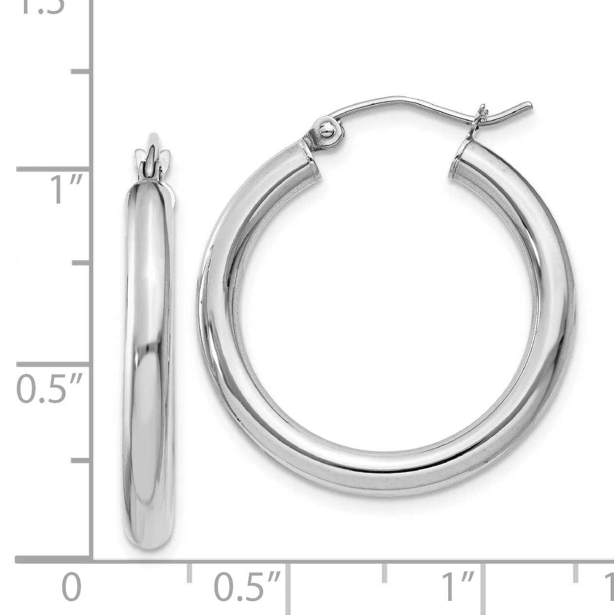 Aros Livianos de Tubo en Oro Blanco de 14k Pulidos (3mm x 25mm) - Image 4