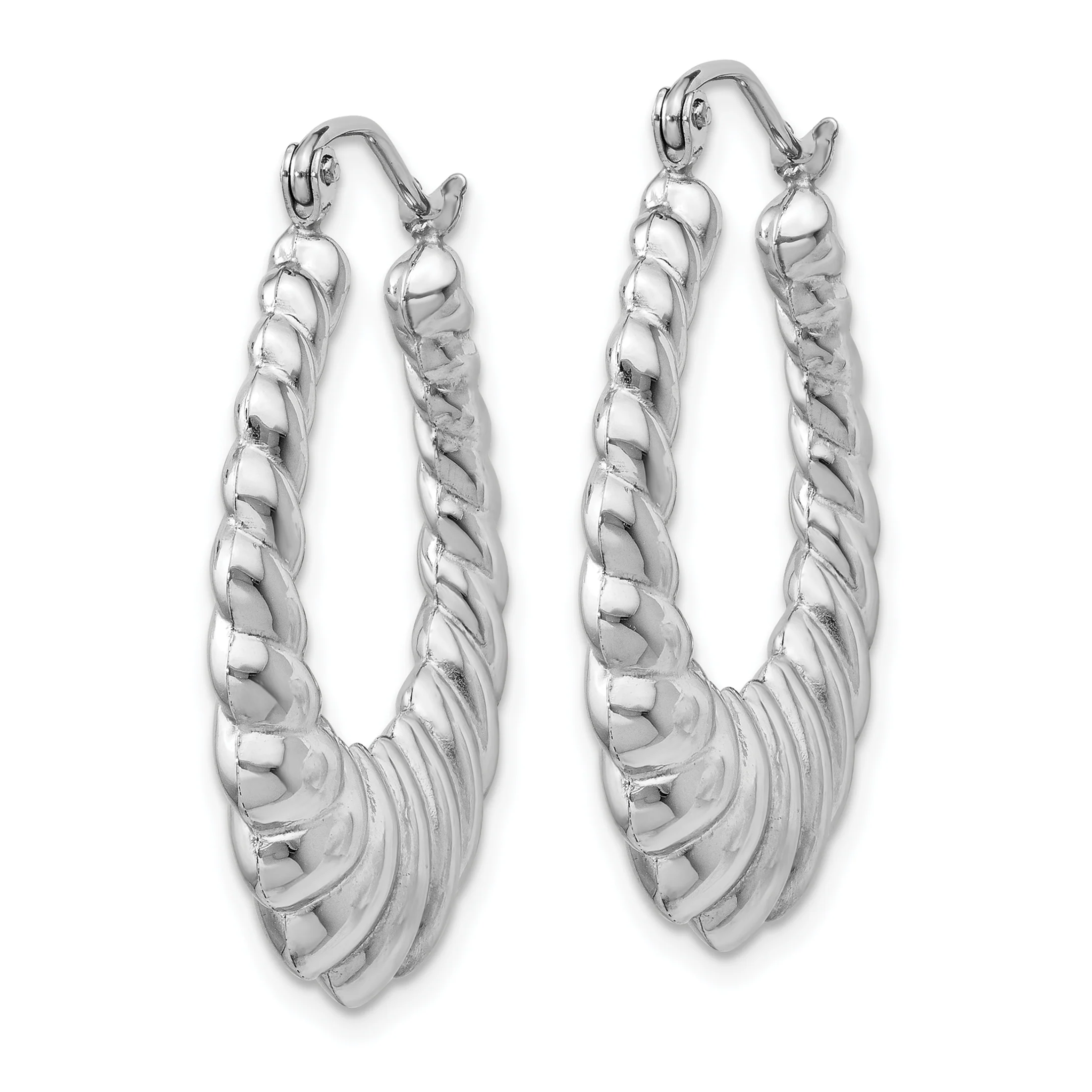 Pendientes de Aro Escallopado Pulido en Oro Blanco de 14k - Image 2