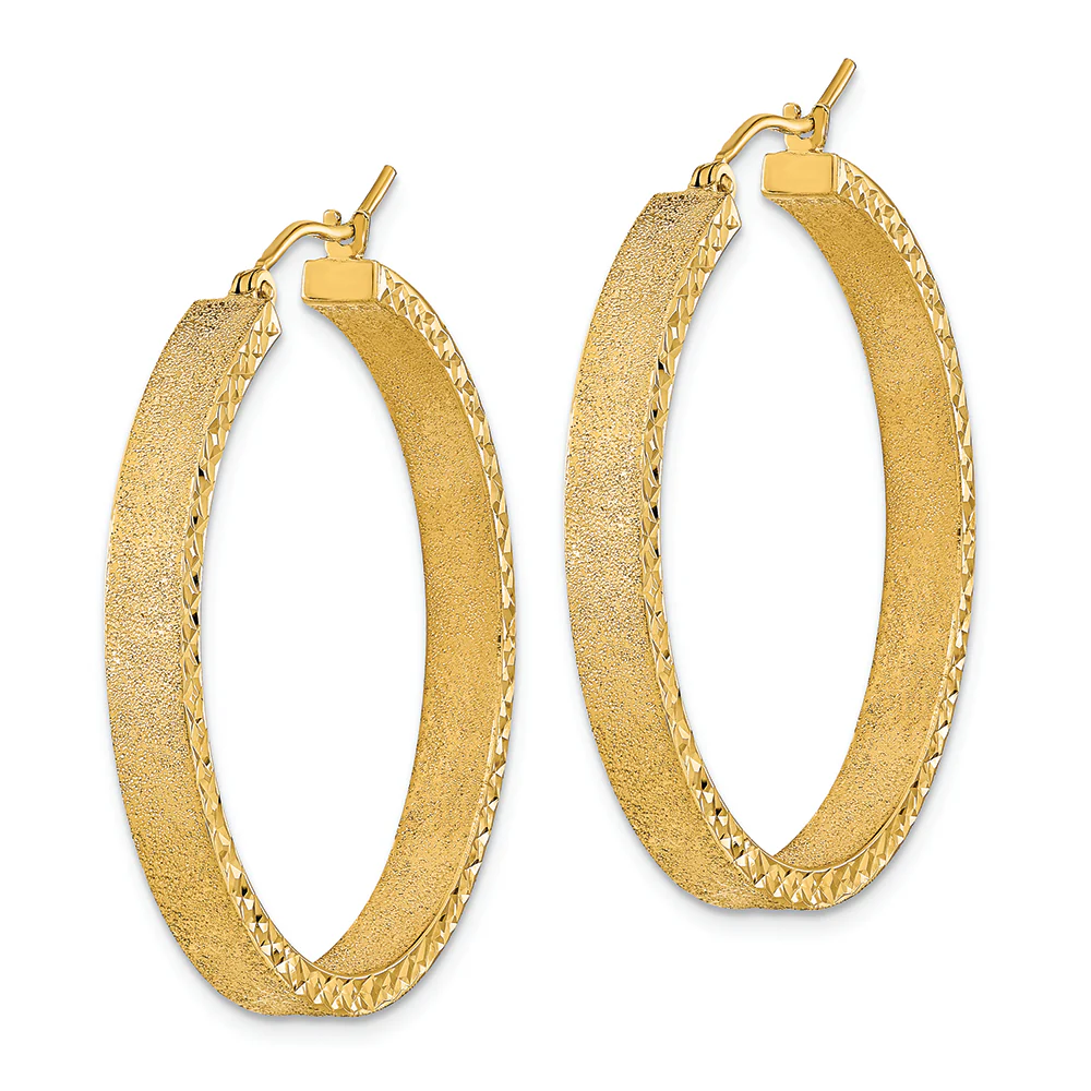 Aretes de Aro en Oro Amarillo de 14k Satinados y con Corte Diamante - Image 2