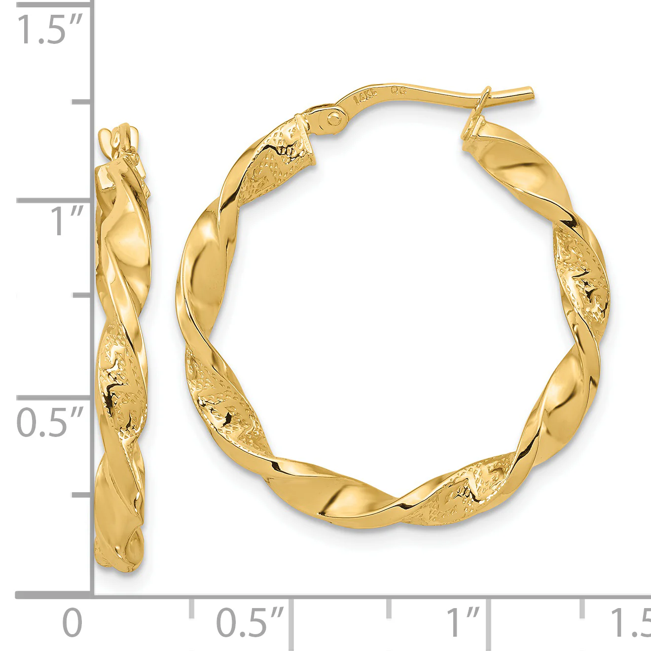 Aretes de Aro Retorcidos en Oro Amarillo de 14k Pulidos - Image 3