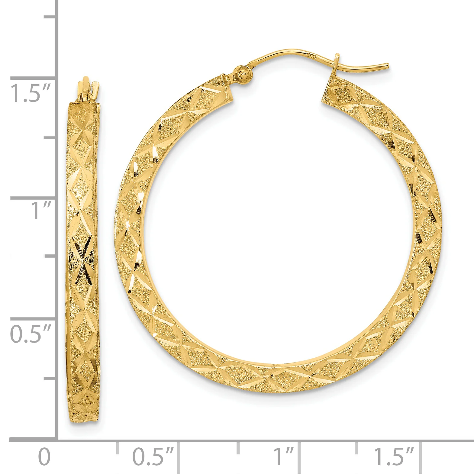Aretes de Aro Tubular Sin Fin en Oro Amarillo de 14k Pulidos - Image 2