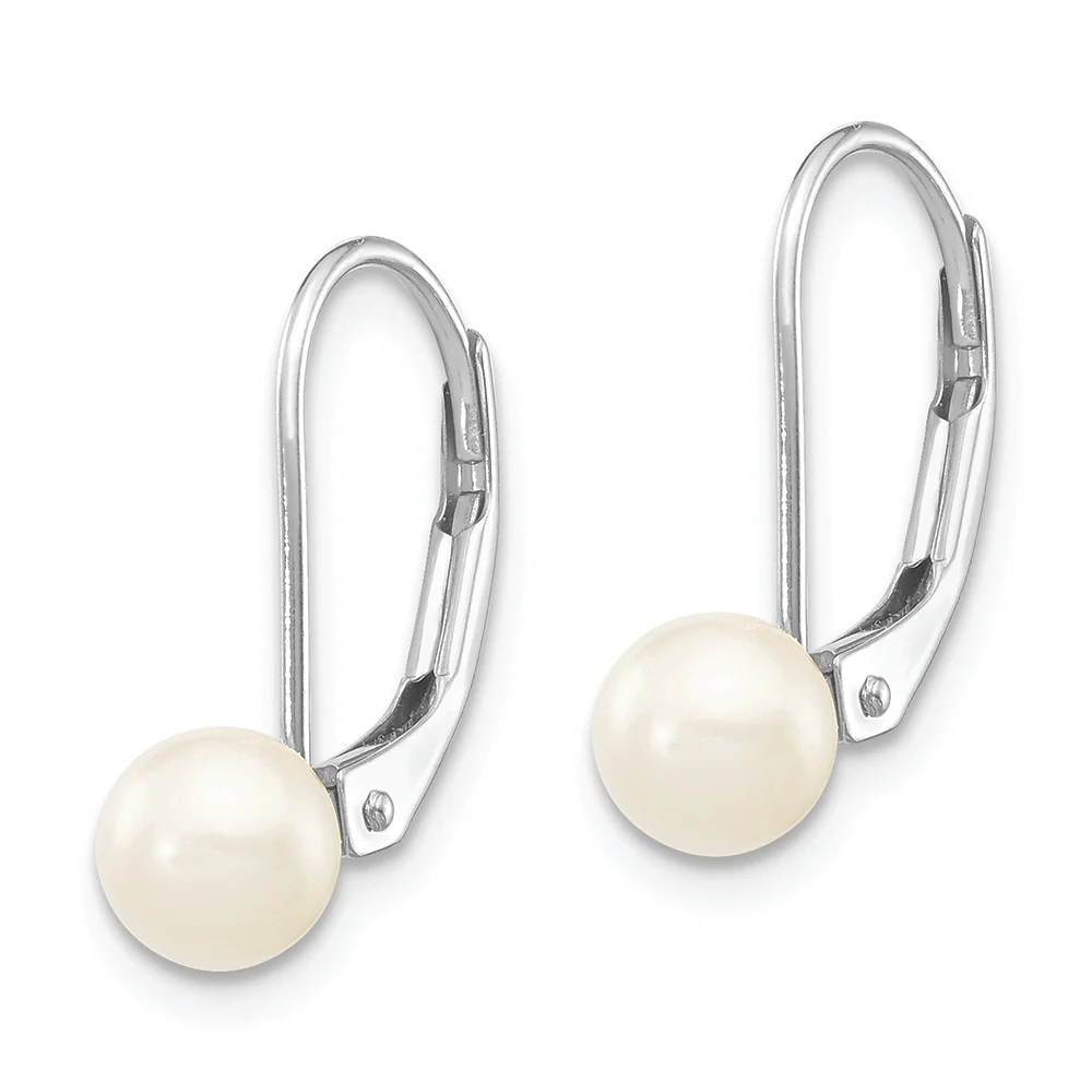 Aretes de Palanca con Perlas Akoya de Agua Salada Cultivadas en Oro Blanco de 14k - Image 2