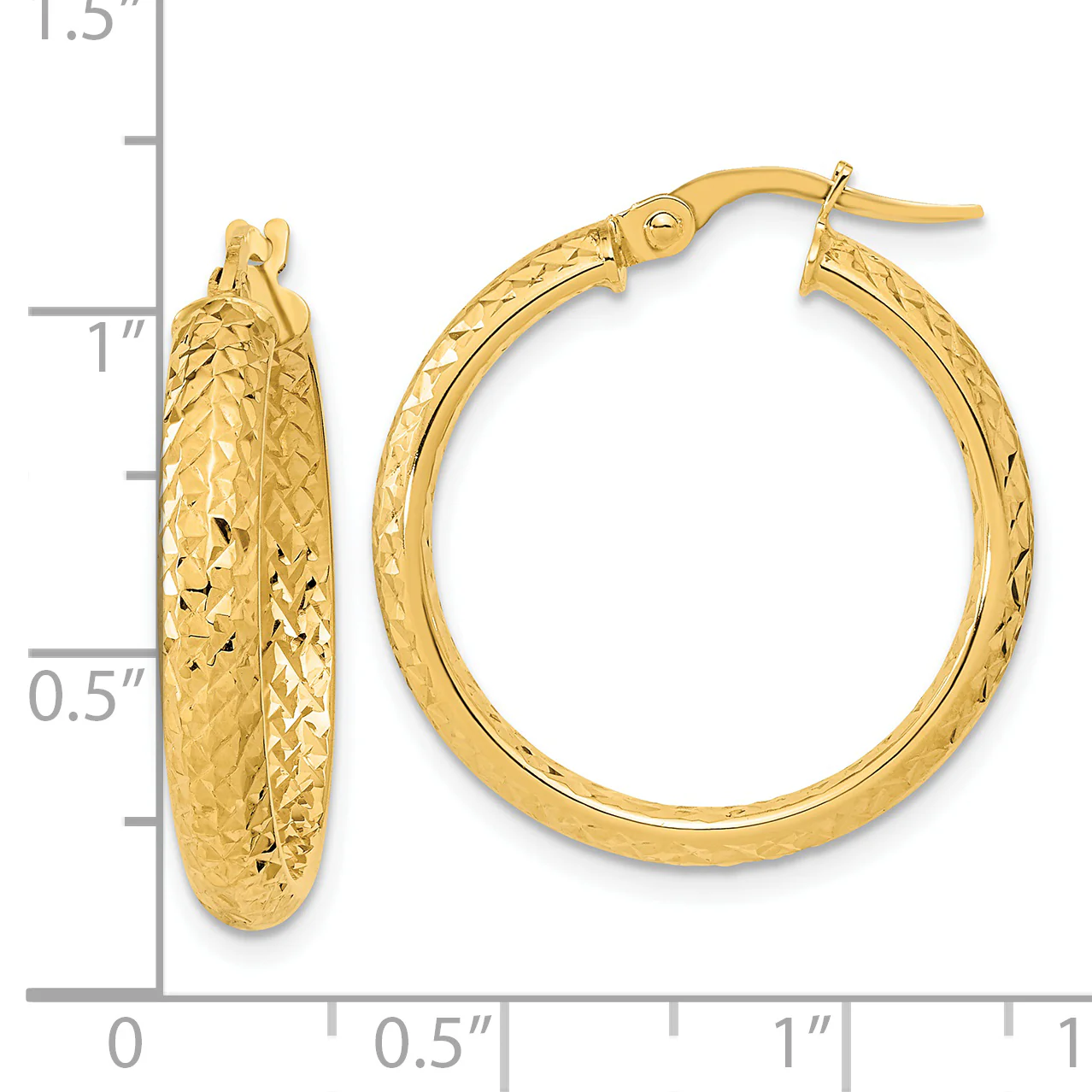 Pendientes de Aro Fancy Pulidos y Cortados con Diamante por Dentro y por Fuera de 14K en Oro Amarillo - Image 3