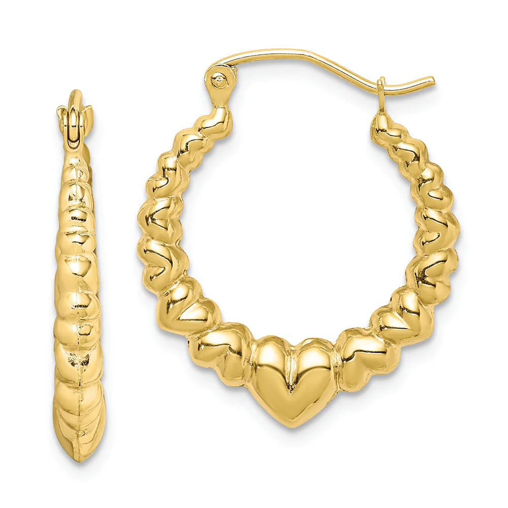 Aretes Clásicos Huecos Pulidos en Oro de 10k - Image 2