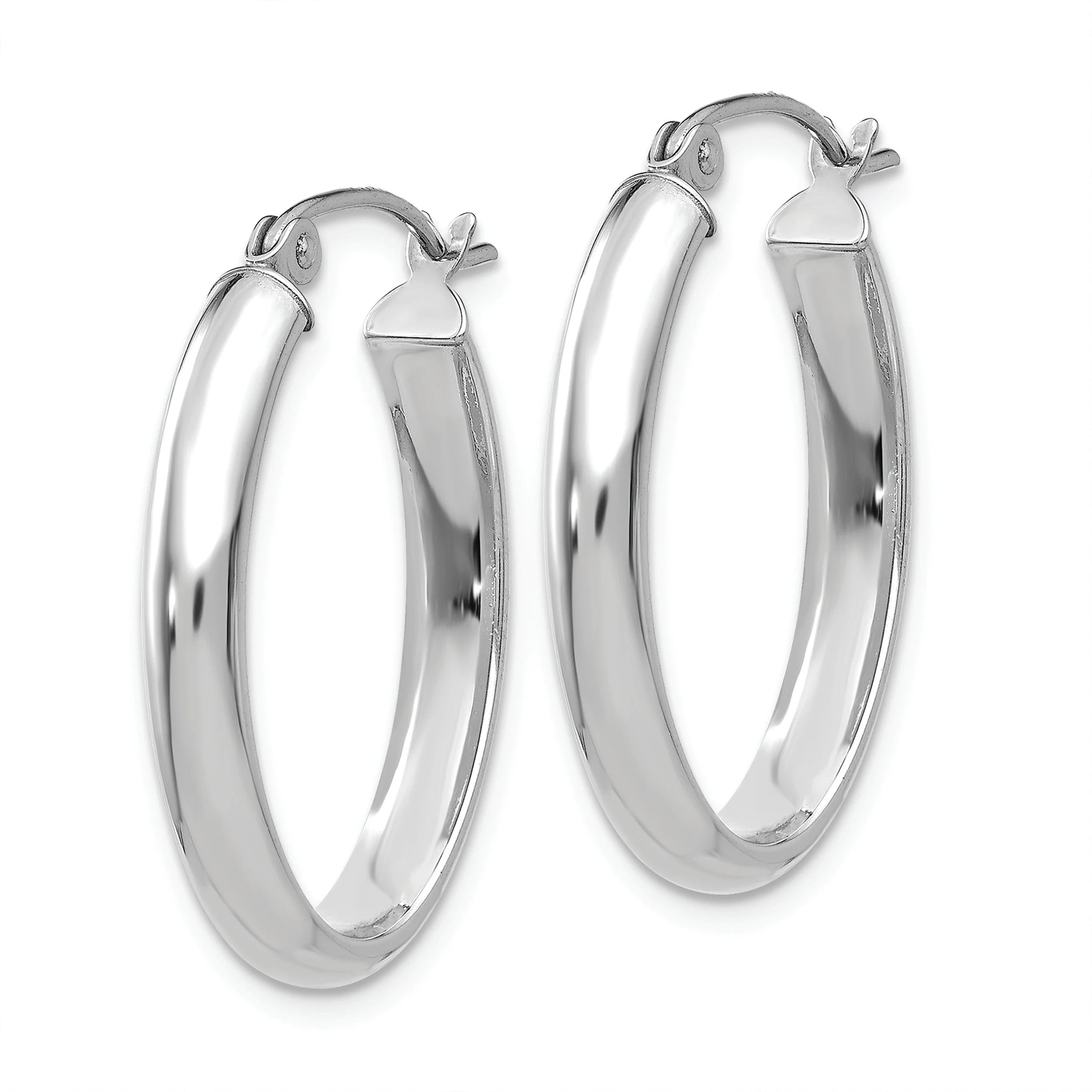 Pendientes de Aro Ovalados en Oro Blanco de 14K Pulido de 3.5 mm - Image 2