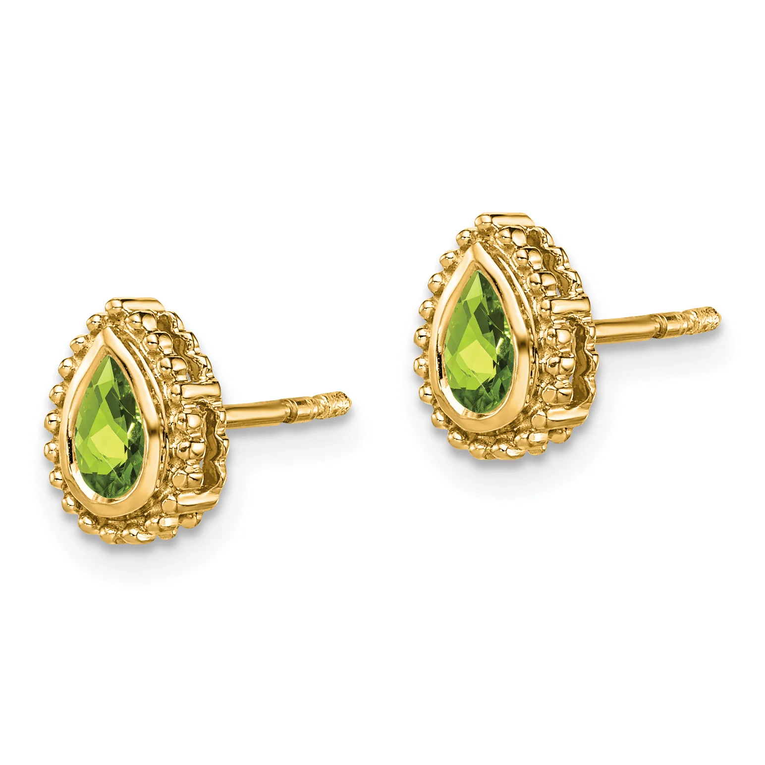 Pendientes de Oro Amarillo de 14k con Peridoto en Forma de Pera - Image 2