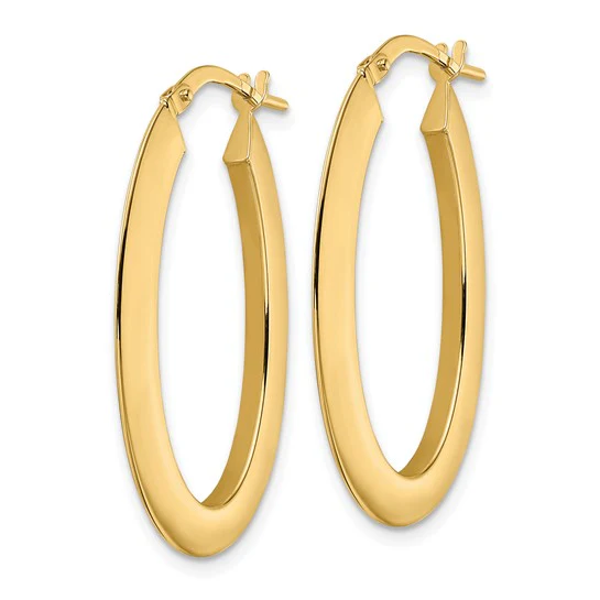 Pendientes de Aro Ovalado Pulido en Oro Amarillo de 14k - Image 2