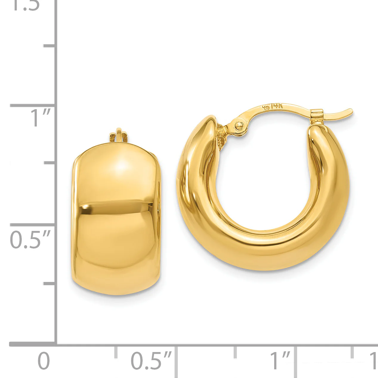 Pendientes de Aro Anchos y Abombados en Oro Amarillo de 14K - Image 3