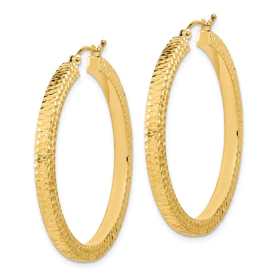Pendientes de Aro Pulidos y Martillados en Oro Amarillo de 14K - Image 3