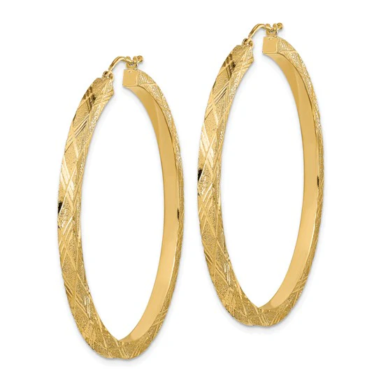 Pendientes de Aro Texturizados y Pulidos en Oro Amarillo de 14K - Image 3