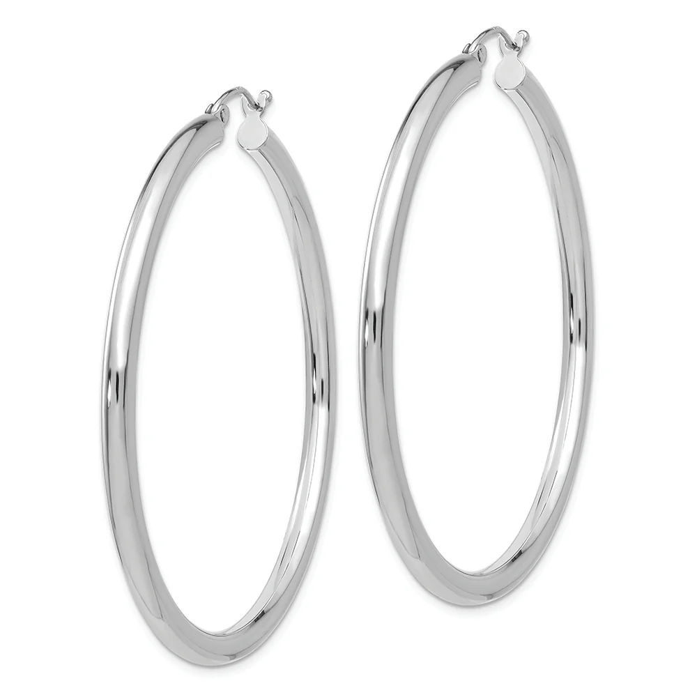 Aros Livianos de Tubo en Oro Blanco de 14k Pulidos (3mm x 50mm) - Image 2