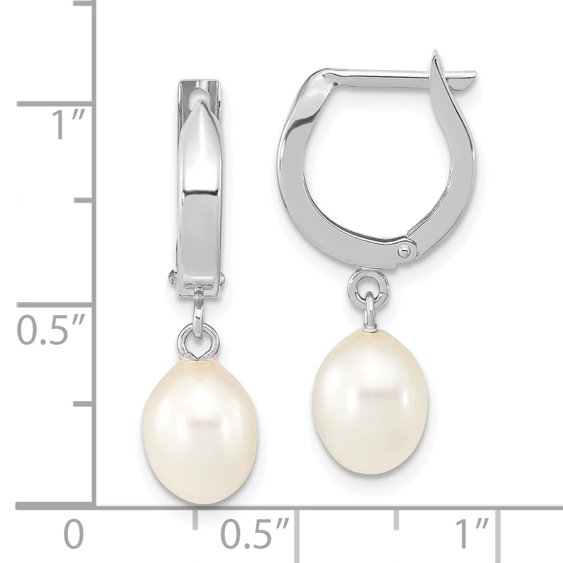 Aretes de Oro de 14k con Perla Cultivada de Agua Dulce en Forma de Lágrima y Aro Colgante - Image 2