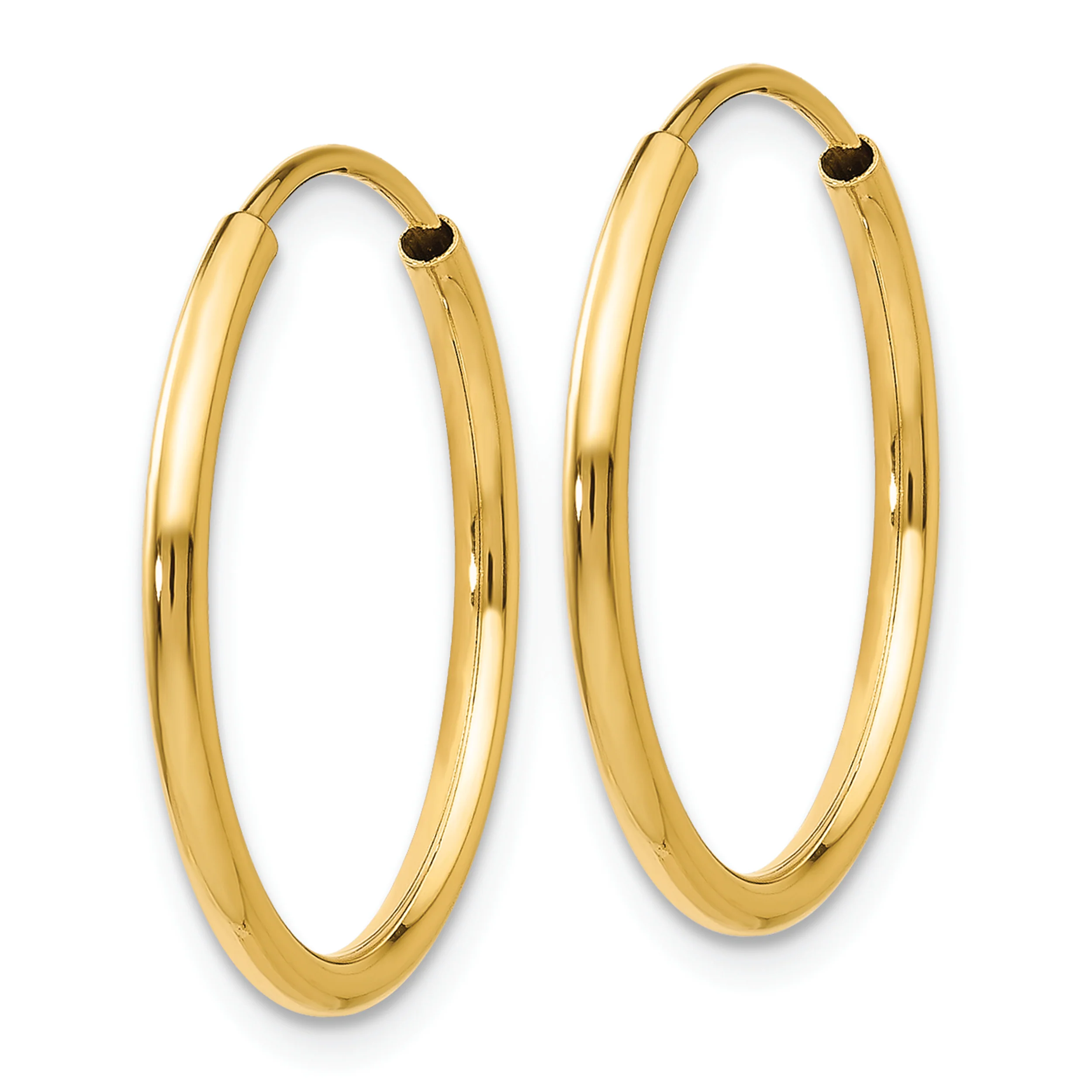 Pendientes de Aro Sin Fin en Oro Amarillo de 14K, Pulidos de 1.5 mm - Image 2