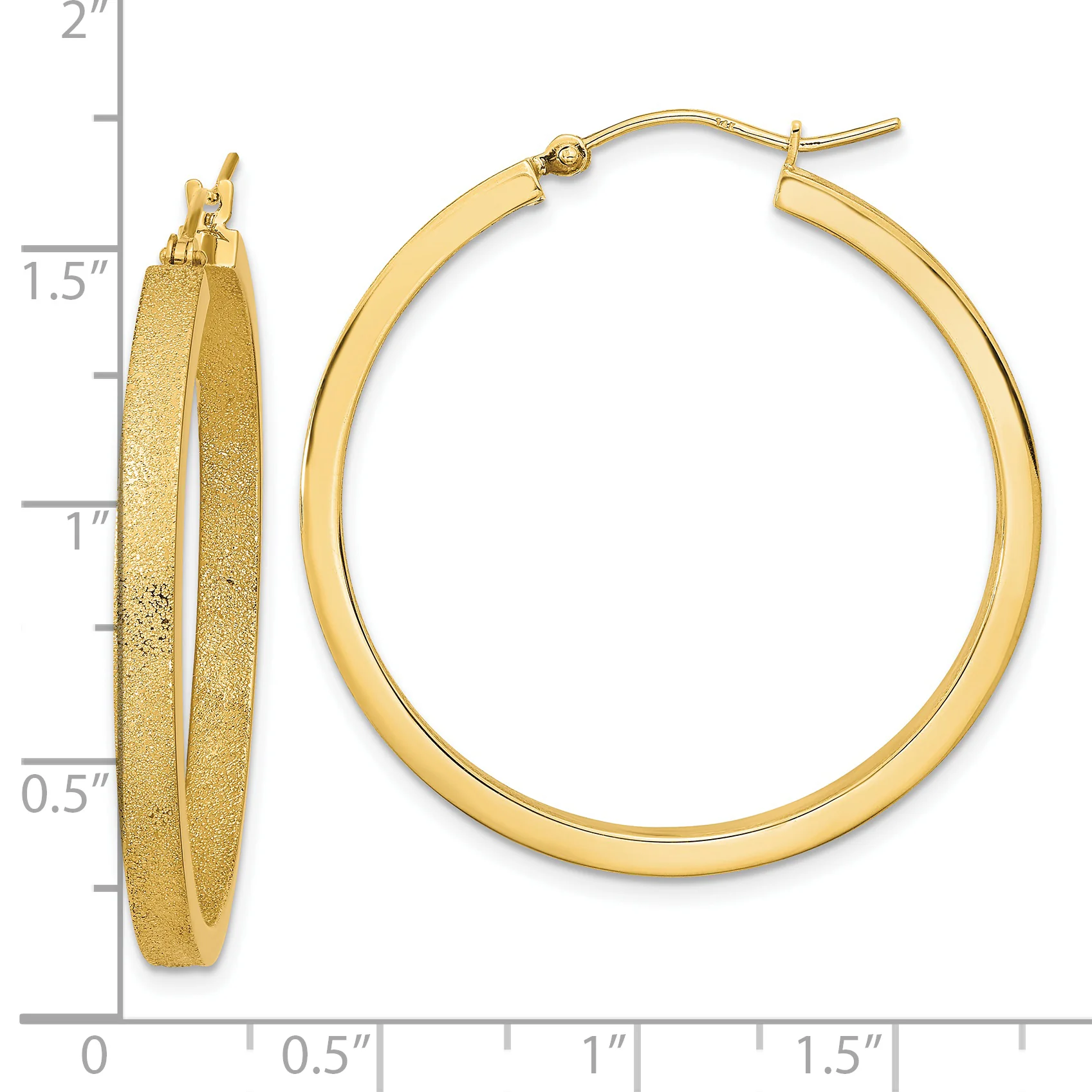 Pendientes de Aro Pulido y Cepillado en Oro Amarillo de 14K - Image 2