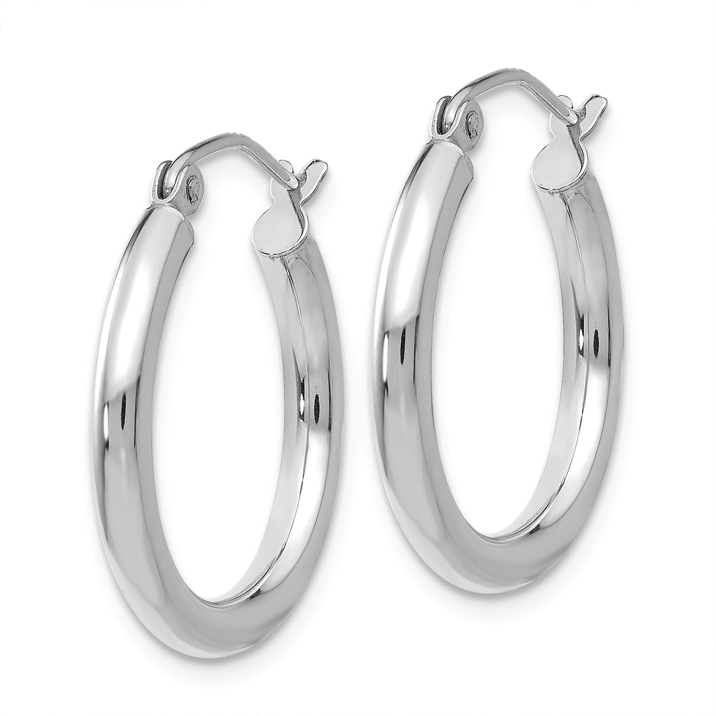 Aretes de Aro en Oro Blanco de 14k Pulidos con Tubo de 2.5 mm - Image 2
